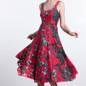 ANTHROPOLOGIE Tracy Reese Noisette Lace Floral Rose Dress